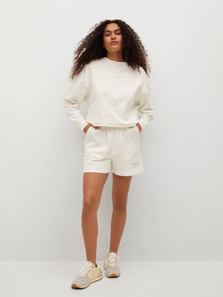 Mango Cotton Shorts With Message Xs